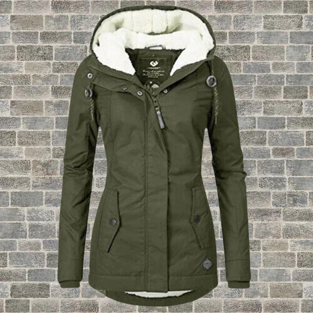 Dames Jas Winter Plisserend Katoen met Afneembare Capuchon 3