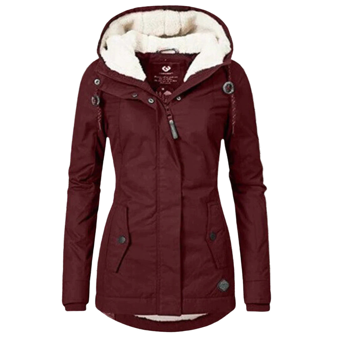 Dames Jas Winter Plisserend Katoen met Afneembare Capuchon 4