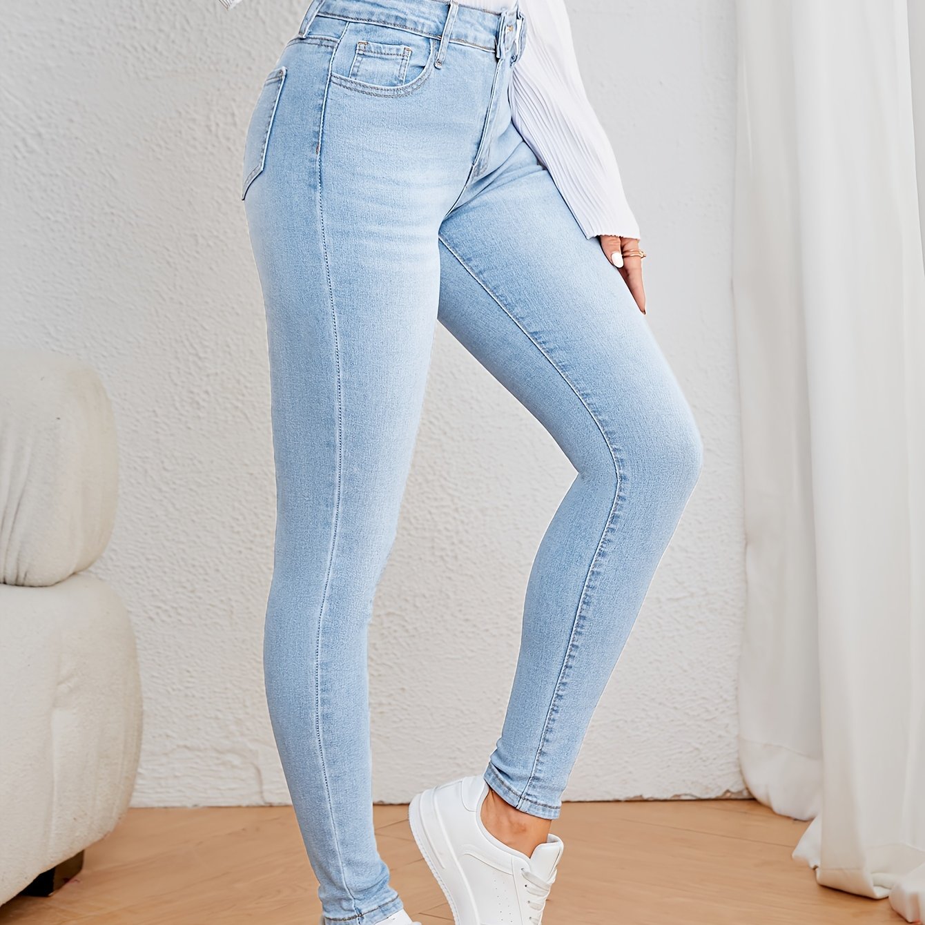 Dames Jeans Hoge Taille Smalle Pasvorm 9
