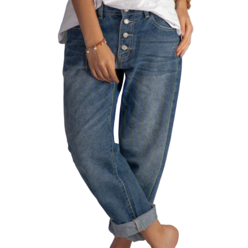 Dames Jeans Wijde Pasvorm Vintage Stijl Denim 0