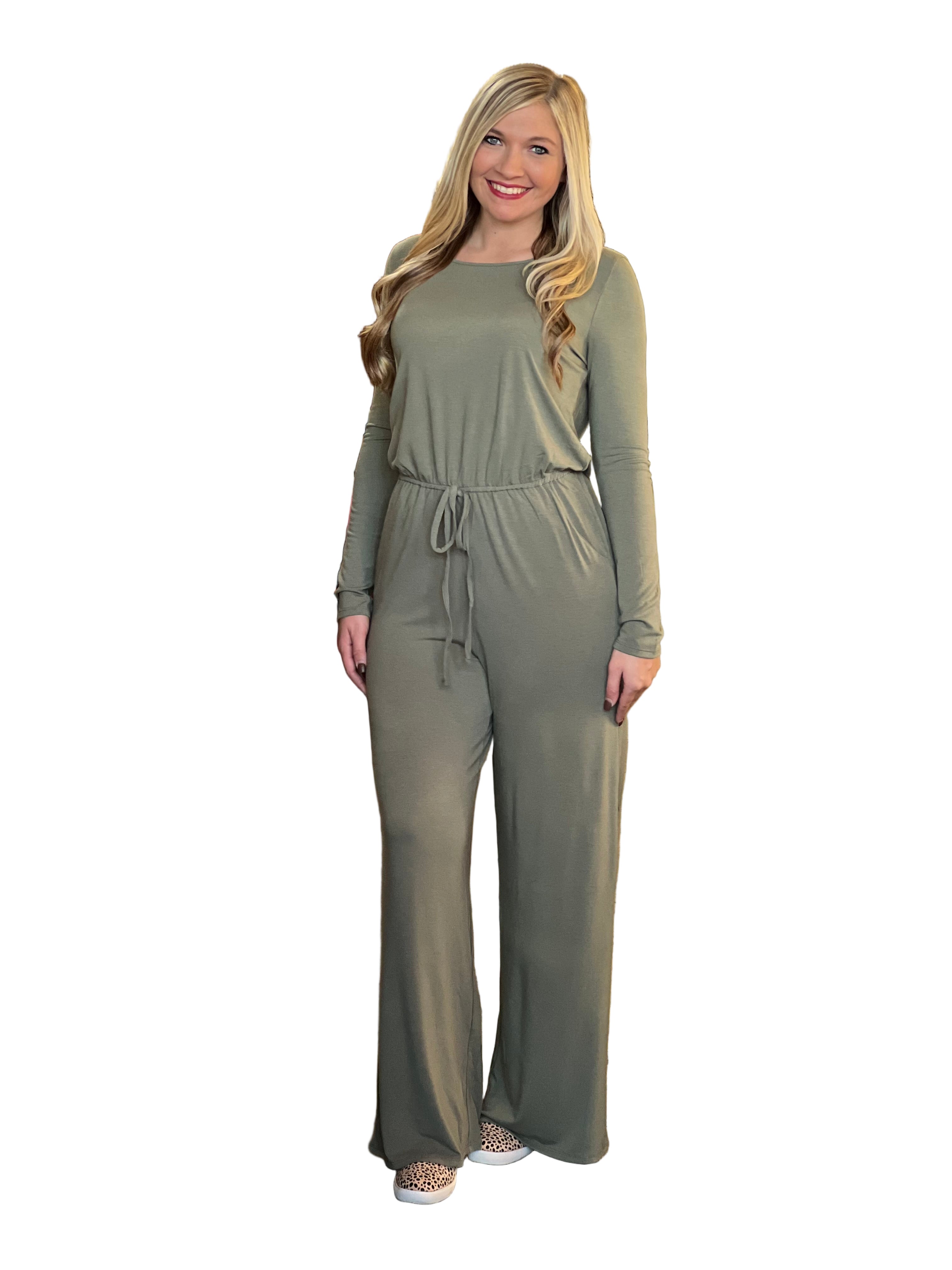 Dames Jumpsuit Lange Mouwen Olijf 0