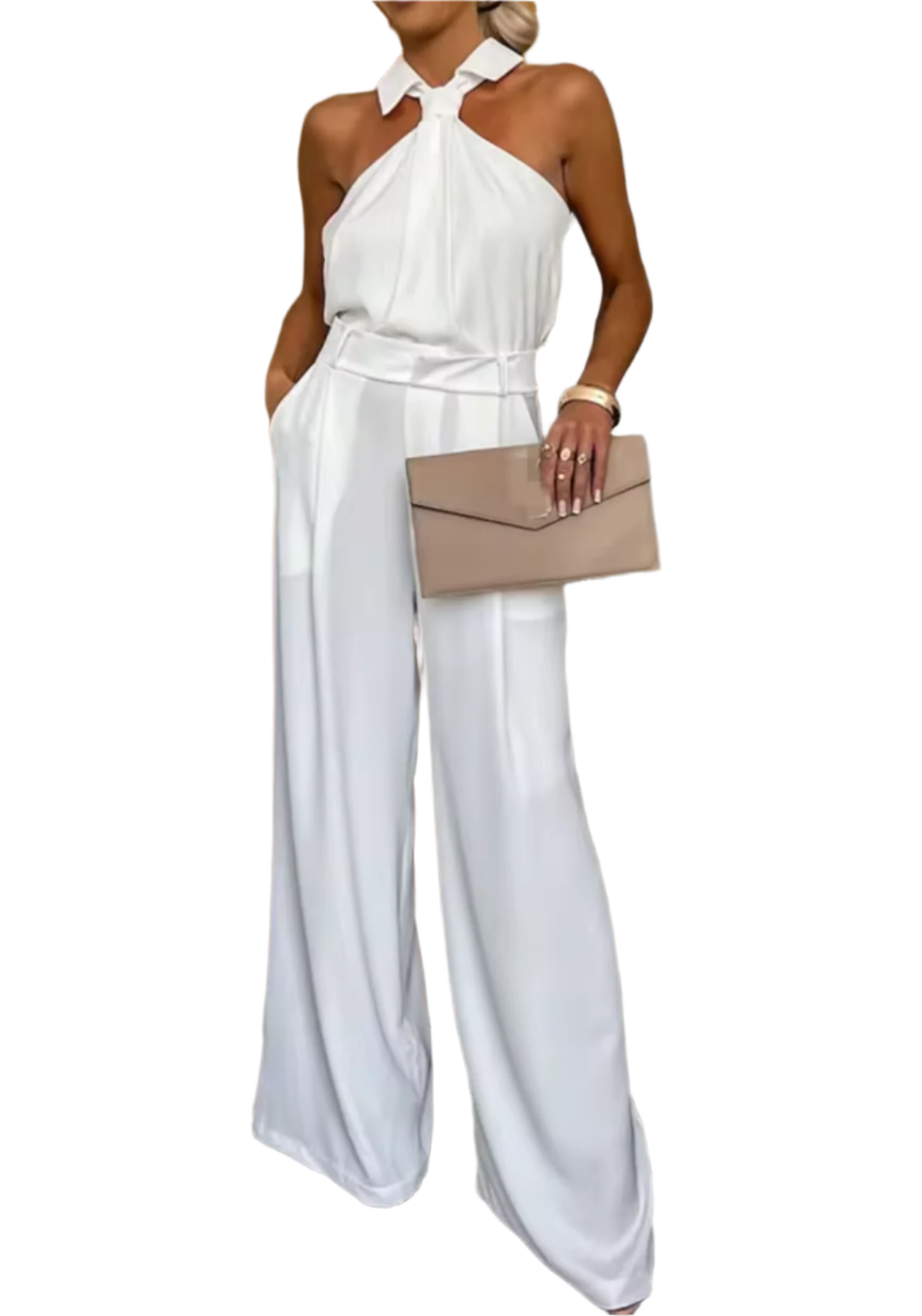Dames Jumpsuit Met Brede Benen Hoog Nek 0