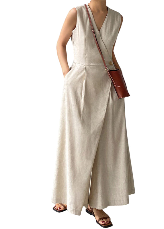 Dames Jumpsuit Met V-hals en Knoopzakken 0