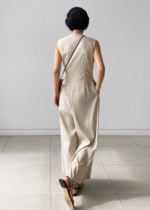 Dames Jumpsuit Met V-hals en Knoopzakken 4
