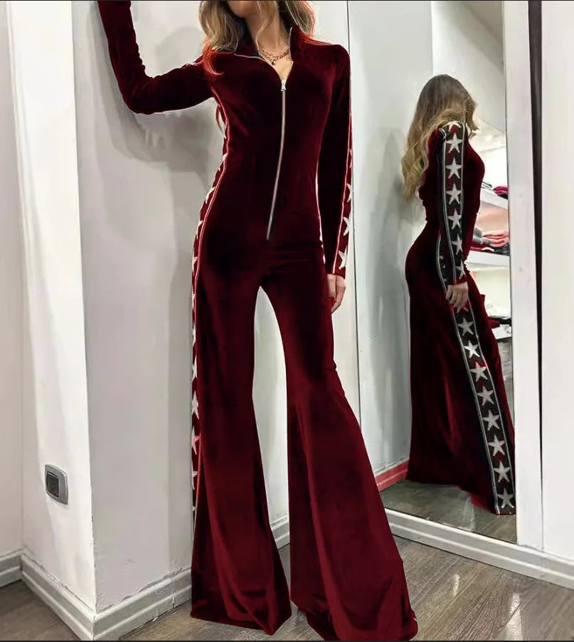 Dames Jumpsuit Met Wijde Pijpen En Sterrenprint 3