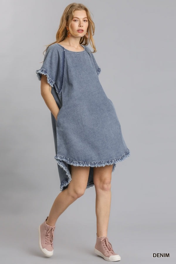 Dames Jurk Denim Met Franje Casual Stijl 1