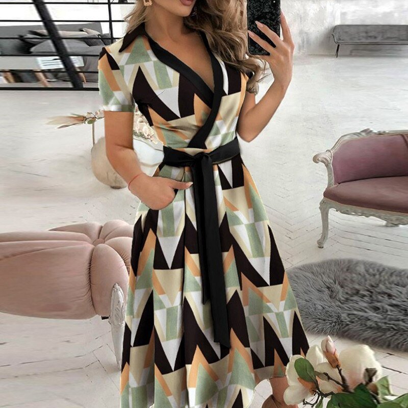 Dames Jurk Katoen Gebonden Taille Casual Zomerjurk 11