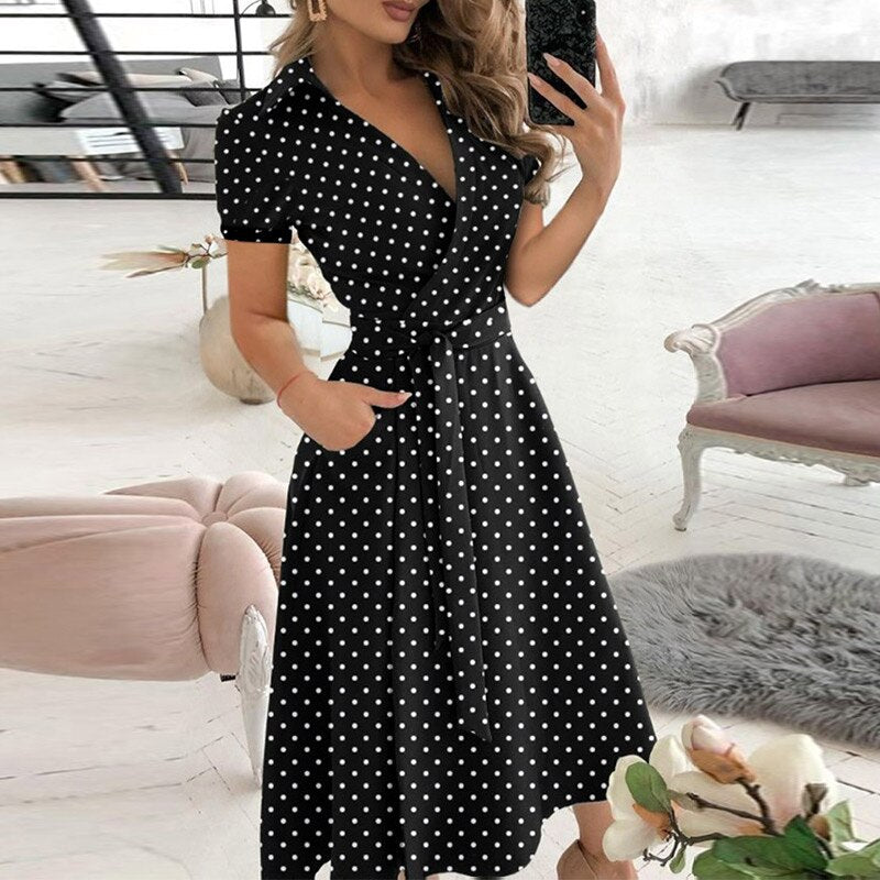 Dames Jurk Katoen Gebonden Taille Casual Zomerjurk 13