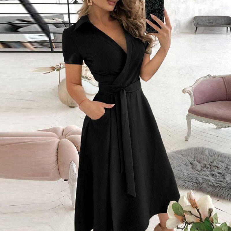 Dames Jurk Katoen Gebonden Taille Casual Zomerjurk 6