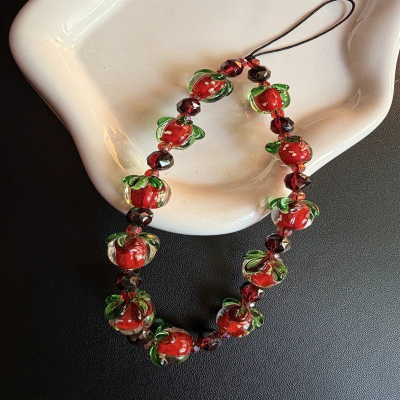 Dames Ketting Handgemaakt Met Glazen Kralen en Strik 2
