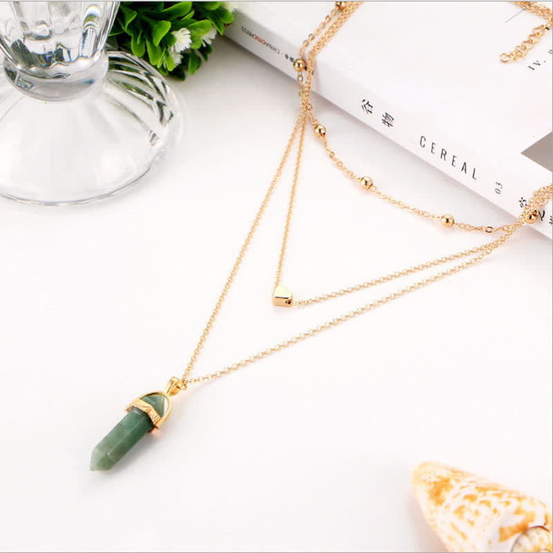 Dames Ketting Hexagon Met Natuurlijke Kristallen Moderne Stijl 2