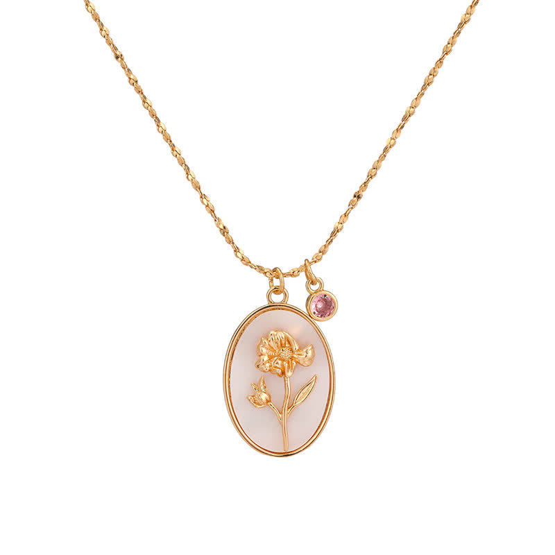 Dames Ketting met Geboortesteen en Geboortebloem 10