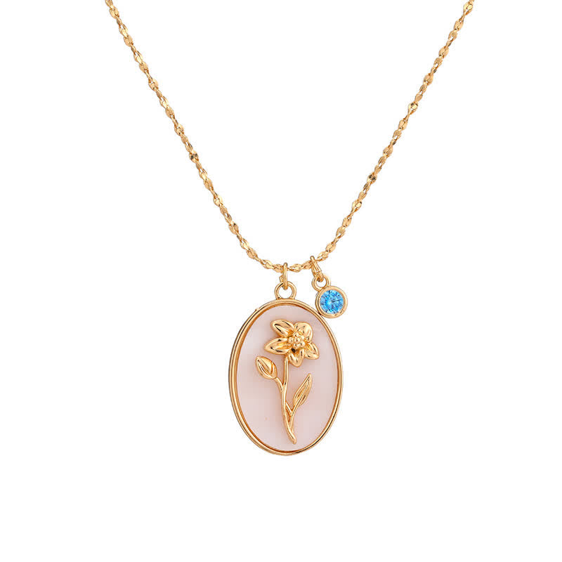 Dames Ketting met Geboortesteen en Geboortebloem 3