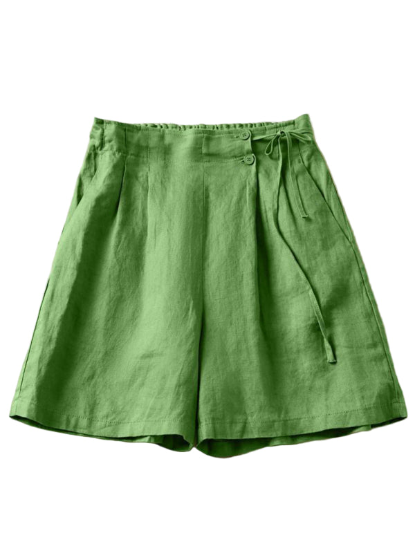 Dames Korte Broek Baggy Geweven Katoen en Linnen 0