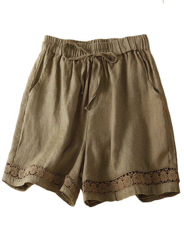 Dames Korte Broek Losse Pasvorm Katoen Polyester met Kant 0