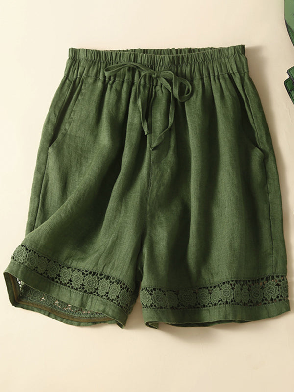 Dames Korte Broek Losse Pasvorm Katoen Polyester met Kant 4