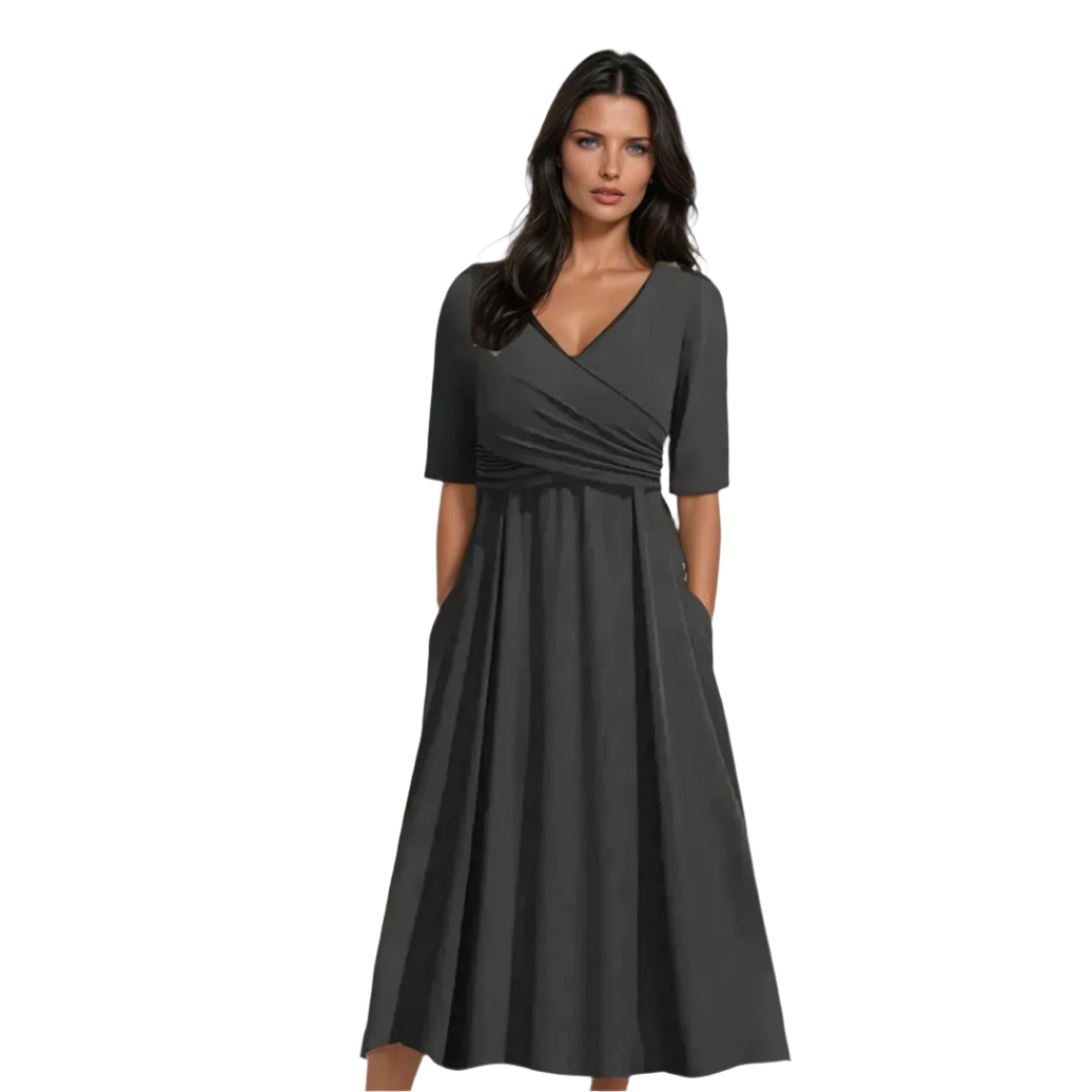 Dames Korte Mouw Jurk V-Hals Kruisplooien Ademend Zomer Kleding 0