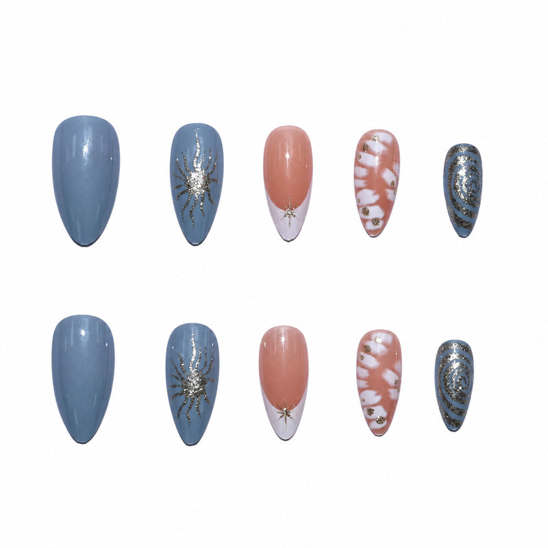 Dames Kunstnagels Bloemen en Glitter Design Set 4