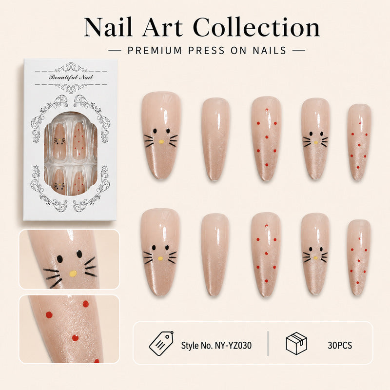 Dames Kunstnagels Kattenpatroon Speels Design 3