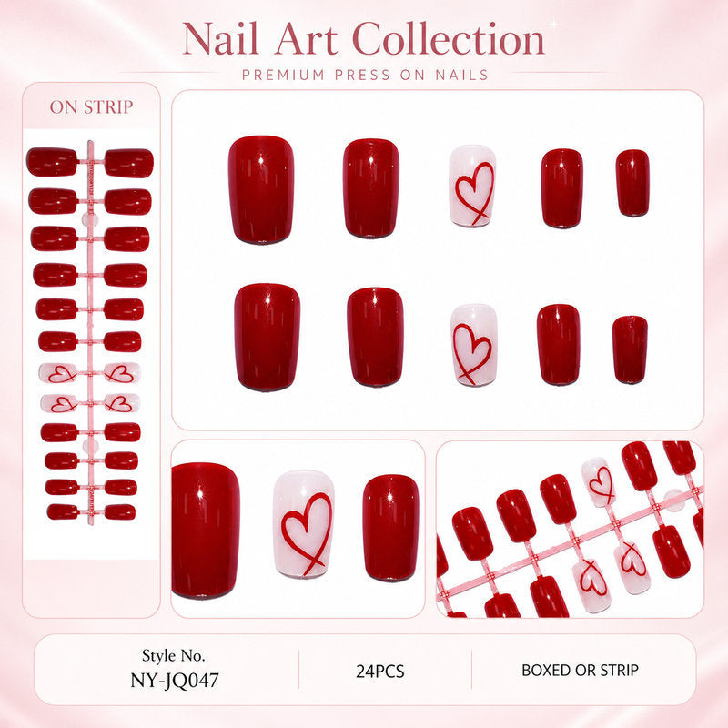 Dames Kunstnagels Met Hartvormig Design Set 2