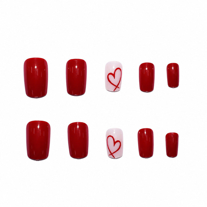 Dames Kunstnagels Met Hartvormig Design Set 4