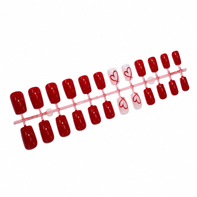 Dames Kunstnagels Met Hartvormig Design Set 5