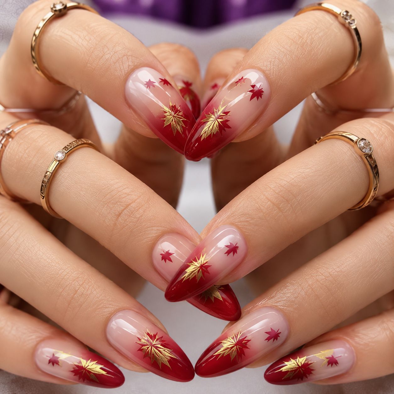 Dames Kunstnagels met Bladdesign 4