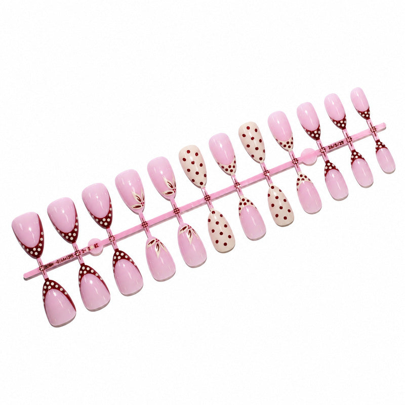 Dames Kunstnagels met Bloemen- en Stippendessin 5