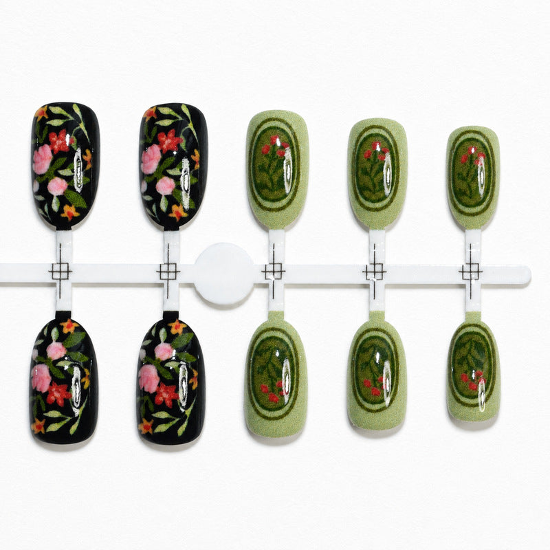 Dames Kunstnagels met Bloemmotief Set 1