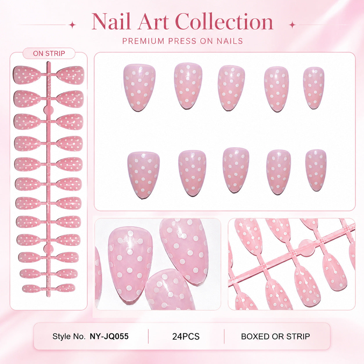 Dames Kunstnagels met Stippenpatroon Press-On 2