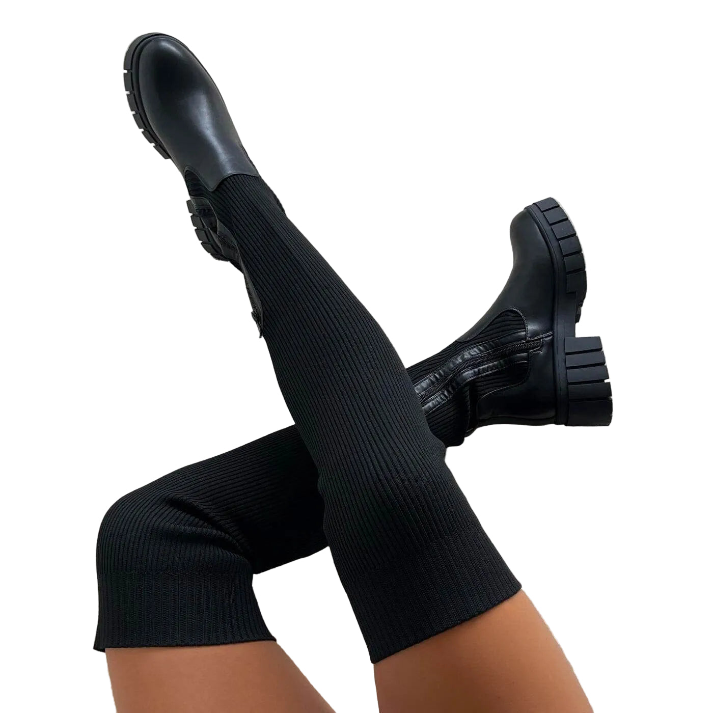Dames Laarzen Dijhoog Trendy Met Stretch 0