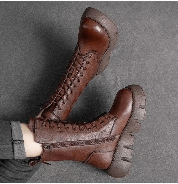 Dames Laarzen Halfhoog Met Veterontwerp Voor Winterse Stijl 5