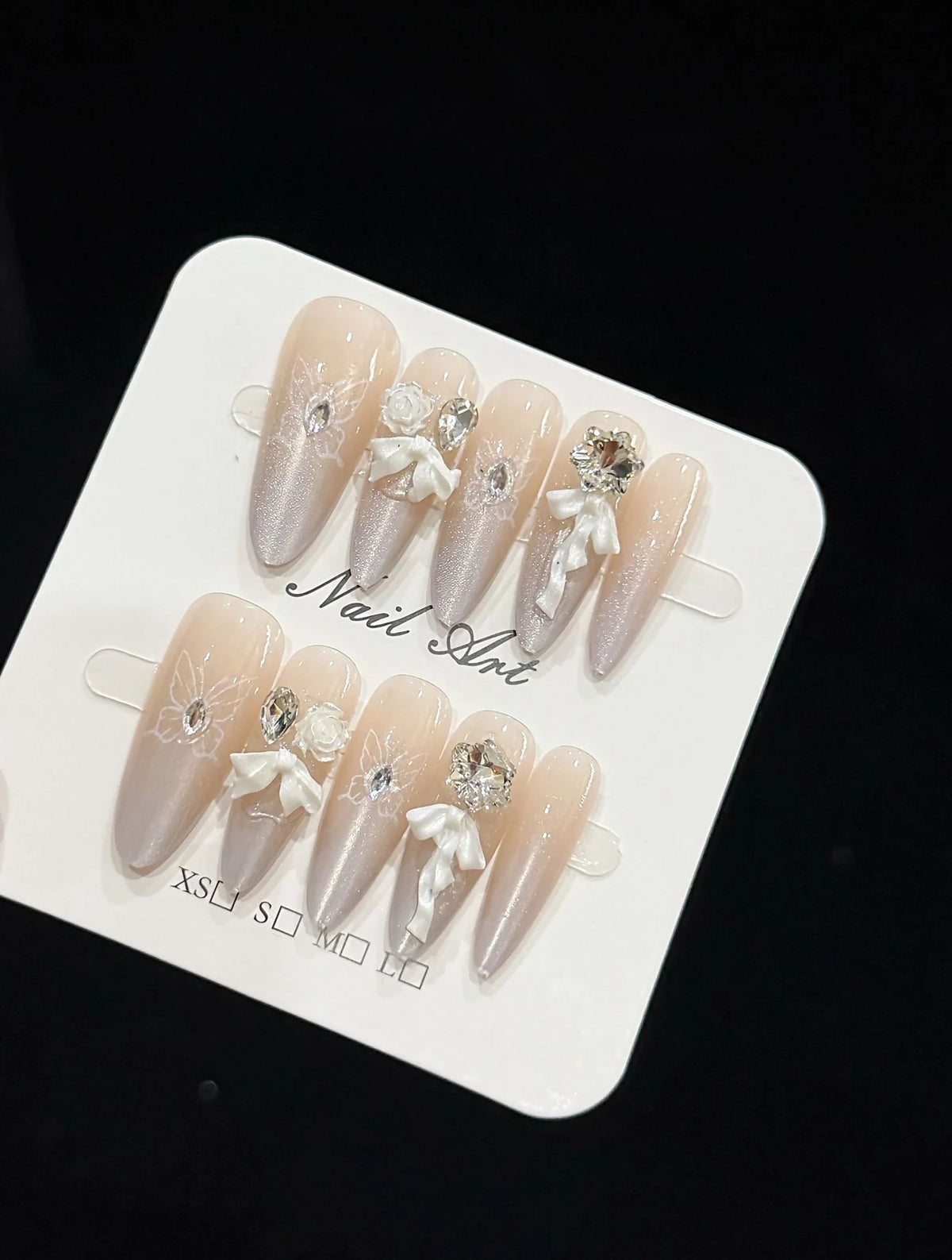 Dames Lange Decoratieve Press-On Nagels Met Bloemenpatroon 0