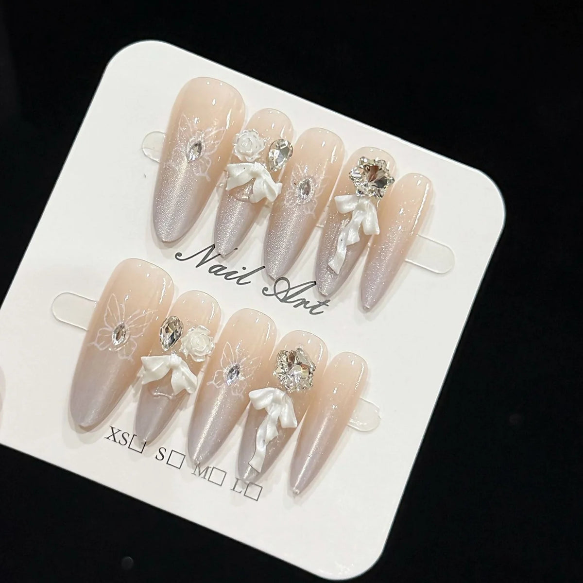 Dames Lange Decoratieve Press-On Nagels Met Bloemenpatroon 1