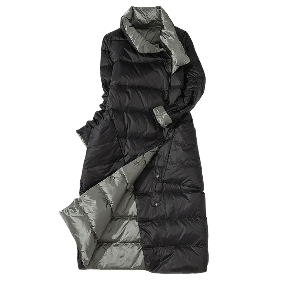 Dames Lange Gewatteerde Winterjas Luxe Stijl 0