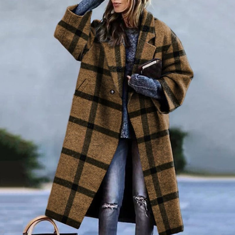 Dames Lange Jas Wolmix Oversized Pasvorm 4