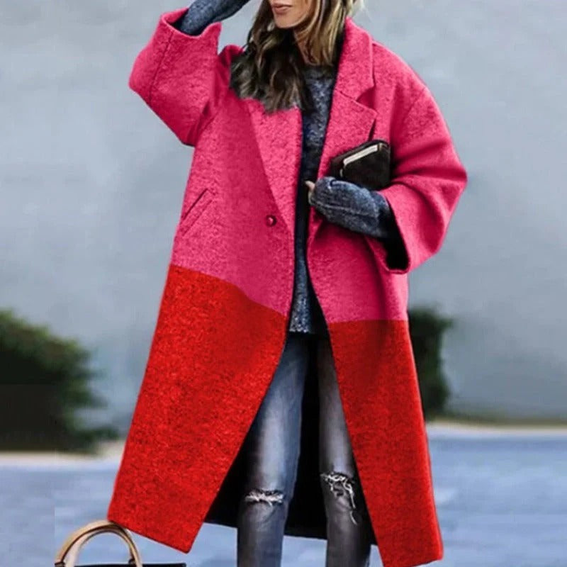 Dames Lange Jas Wolmix Oversized voor Herfst en Winter 2
