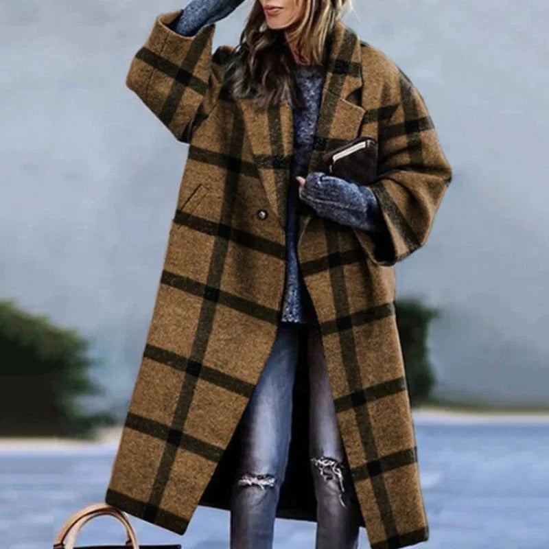 Dames Lange Jas Wolmix Oversized voor Herfst en Winter 3