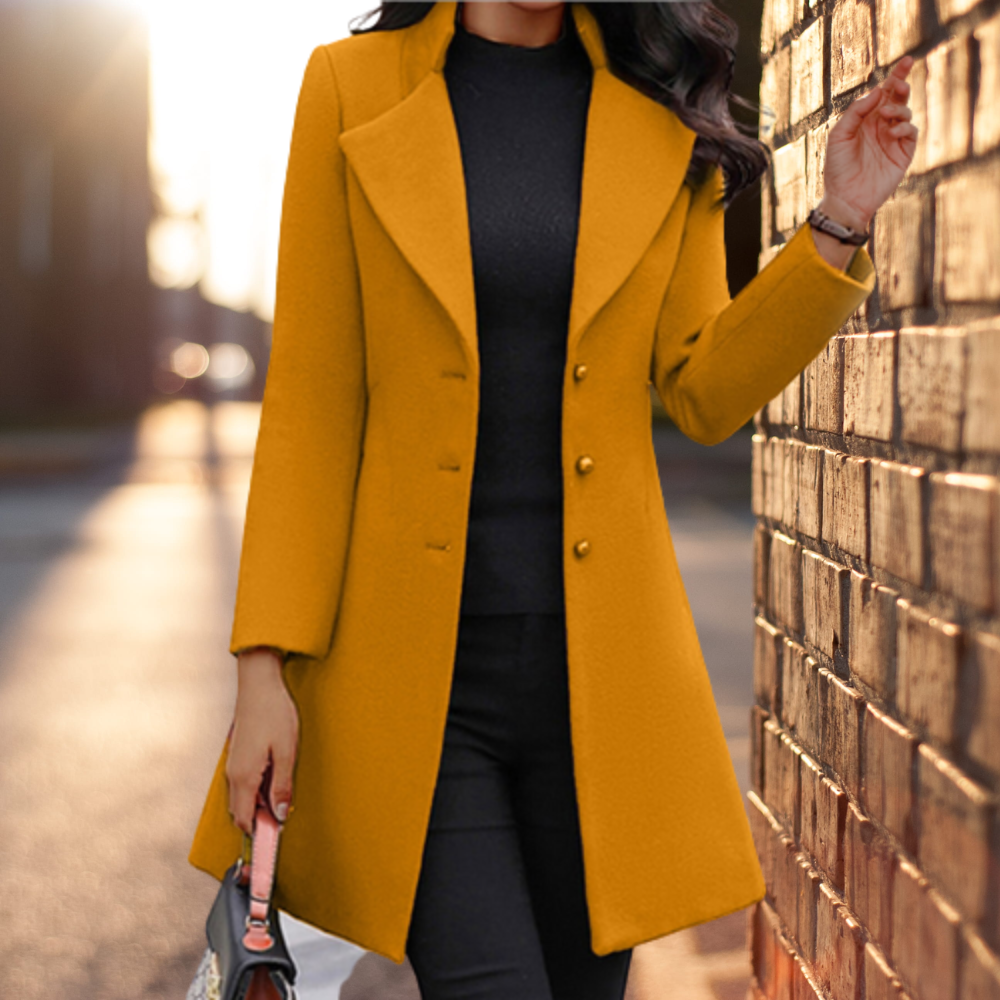 Dames Lange Jas Wolmix Tailored Fit voor Herfst en Winter 1