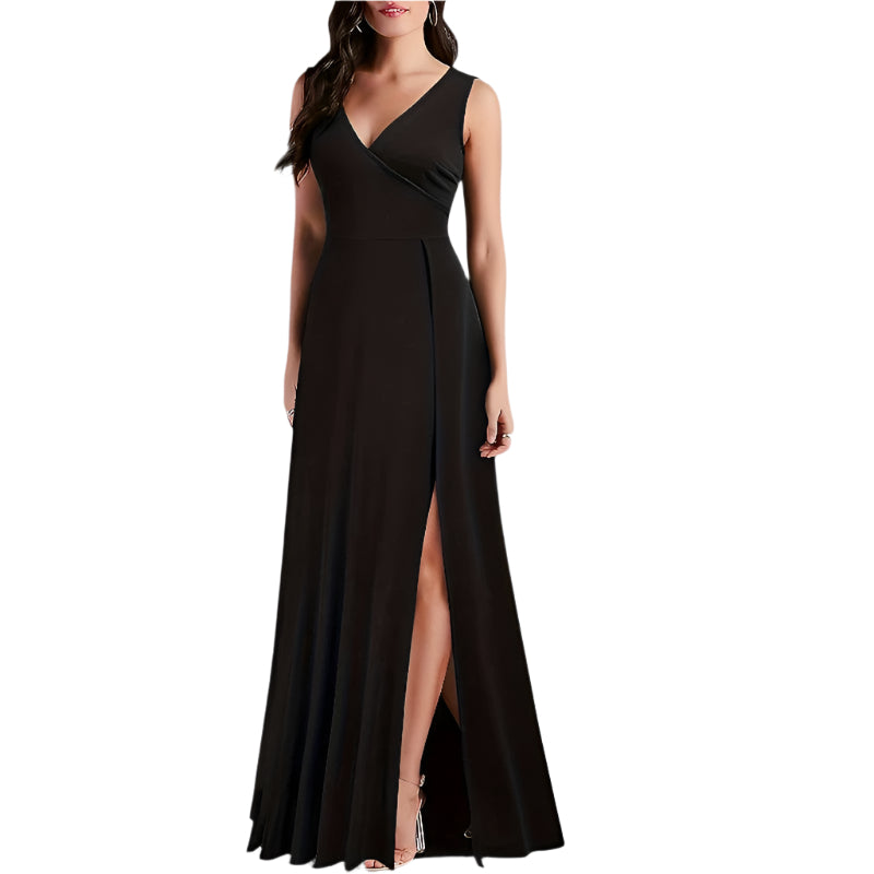 Dames Lange Jurk A-Lijn V-Hals Polyester Maxi Jurk 0