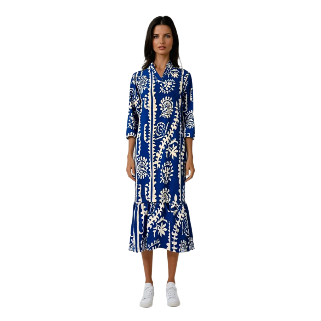 Dames Lange Jurk V-Hals Geprinte Zomer Kleding Stijlvol Lichtgewicht 0