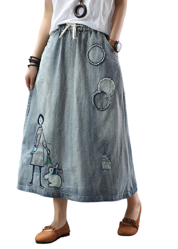 Dames Lange Rok Met Elastische Taille En Geborduurde Details 0