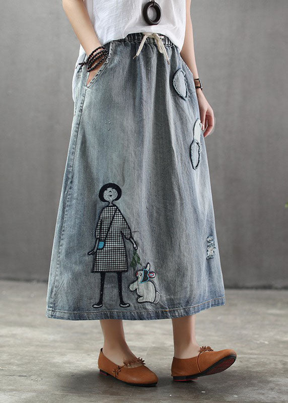 Dames Lange Rok Met Elastische Taille En Geborduurde Details 2