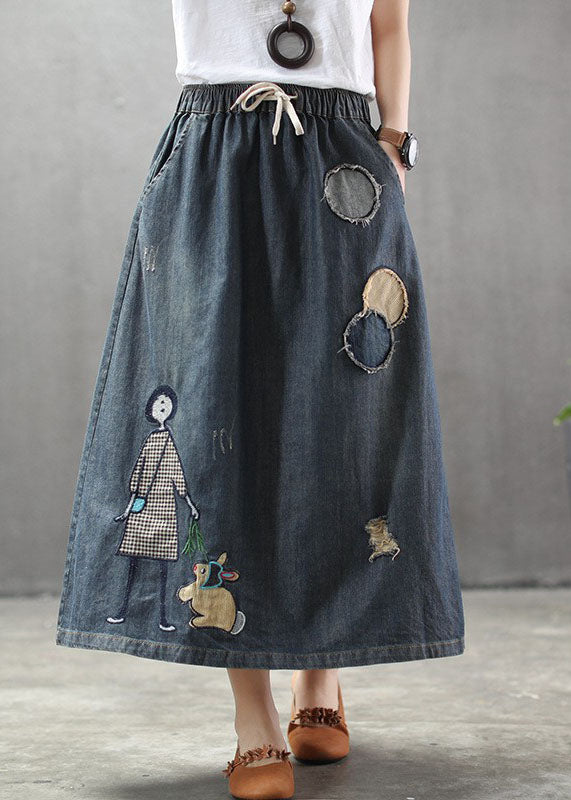 Dames Lange Rok Met Elastische Taille En Geborduurde Details 3