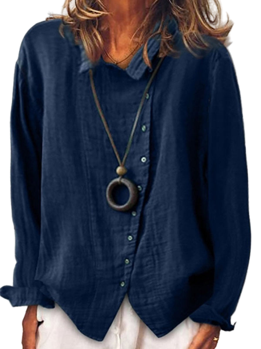 Dames Lange Shirt Casual Katoen en Linnen 0