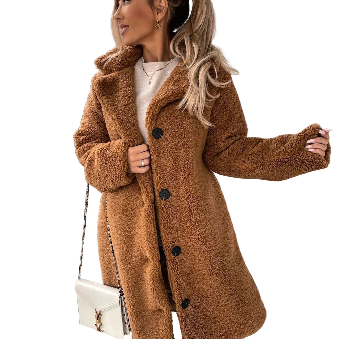 Dames Lange Teddy Coat Oversized Pasvorm 1