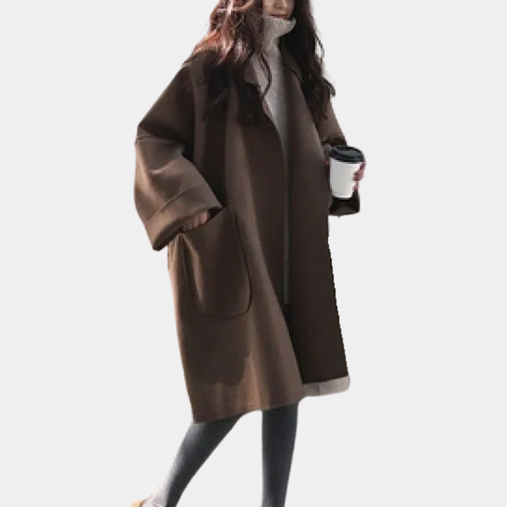 Dames Lange Trenchcoat met Vintage Stijl 1
