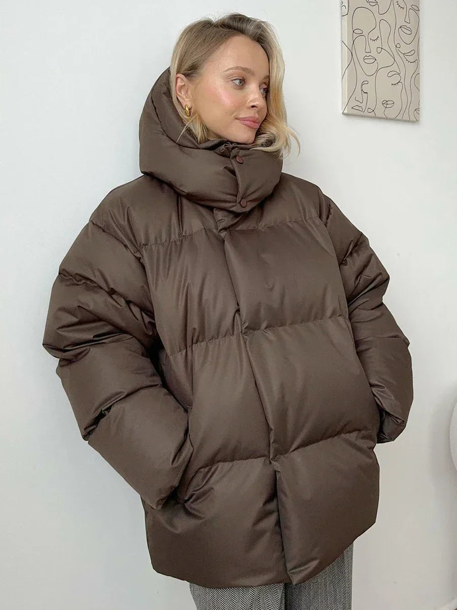 Dames Lange Winterjas Gewatteerd Oversized Met Functionele Zakken 2