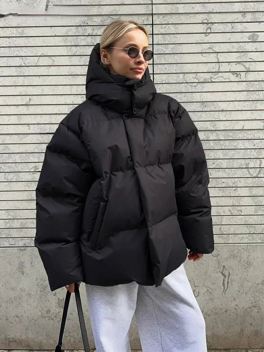 Dames Lange Winterjas Gewatteerd Oversized Met Functionele Zakken 3