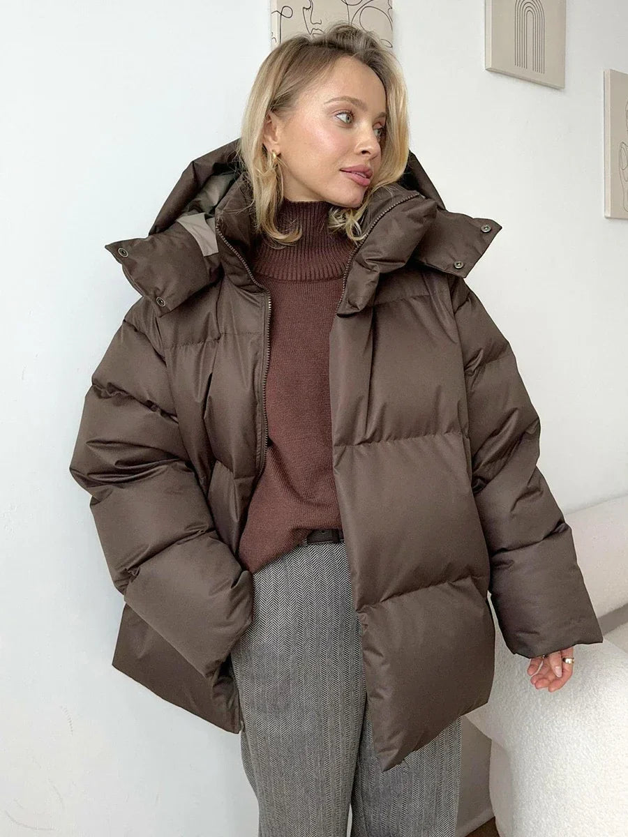 Dames Lange Winterjas Gewatteerd Oversized Met Functionele Zakken 4